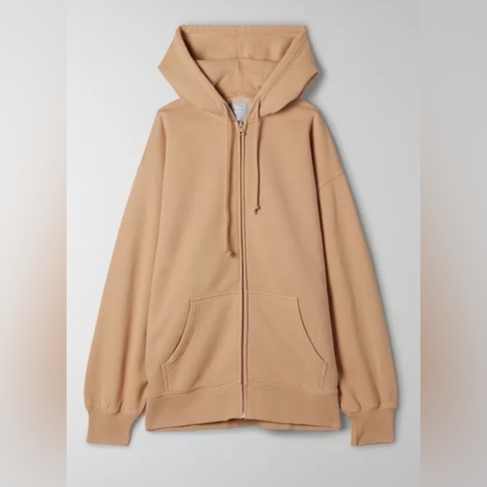Aritzia Tna Cozy AF Fleece Boyfriend Hoodie Size 2 Oversized Medium Camel Lounge